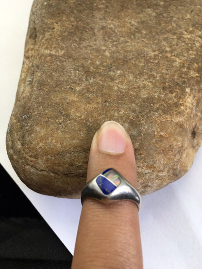 Southwestern Navajo Opal & Turquoise Inlay Ring | Sterling Silver | Sz 6 | 1711