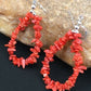 Native American Sterling Silver Navajo Red Coral Earrings | 2" | 1086