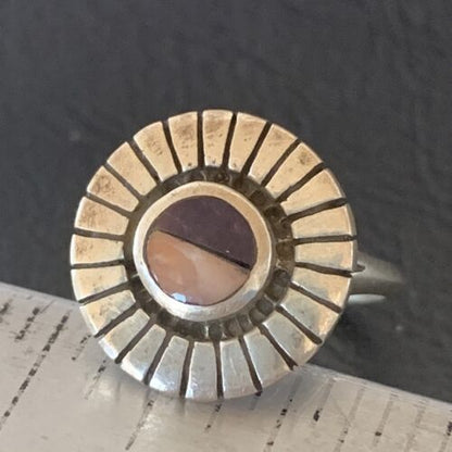 Navajo Purple Sugilite Pink Coral Inlay Ring | Sz 5.5 | Authentic Native American Handmade | 11173