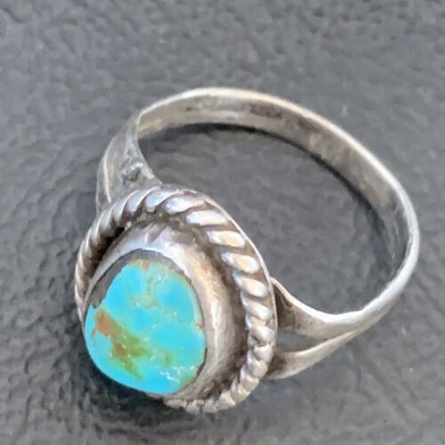 Navajo Blue Turquoise Ring | Sterling Silver | Sz 5 | Authentic Native American Handmade | 10362