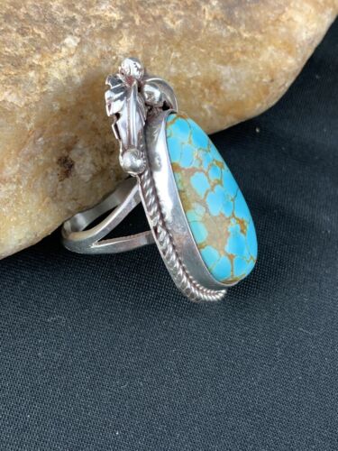 Native American Navajo Spiderweb Turquoise Ring | Sterling Silver | Sz 9 | 285