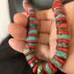 Southwestern Men's Heishi Turquoise Coral Necklace | Sterling Silver | Authentic Native American Handmade | 23" | 13927