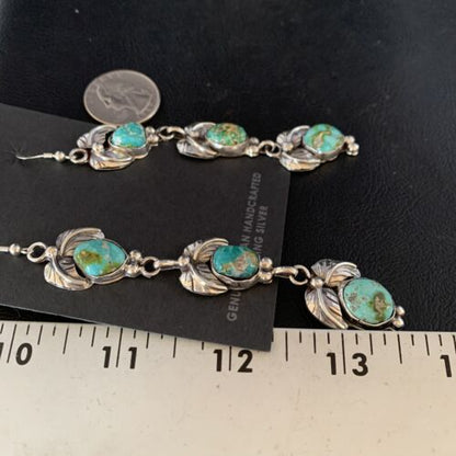 Navajo Sonoran Gold Turquoise Earrings | Sterling Silver | 3 Dangle | Authentic Native American Handmade | 13922