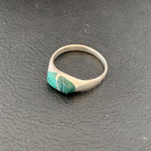 Native American Old Pawn Navajo Green Malachite Ring | Sterling Silver | Sz 5.5 | 10872