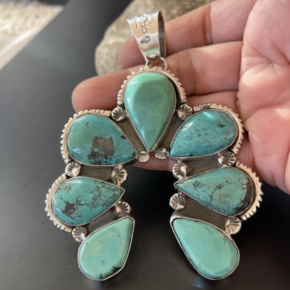 Navajo Pearls Naja Pendant Necklace | Multi-Stone Turquoise | Sterling Silver | Authentic Native American Handmade | 11354 - Masha USA