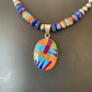 Navajo Multi-Color Spiny Turquoise Inlay Pendant | Sterling Silver | Authentic Native American Handmade | 10658