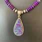 Navajo Purple Sugilite Necklace with Faux Opal Pendant | Sterling Silver | Authentic Native American Handmade | 01916