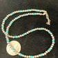 Navajo Pearls 4mm Turquoise Bead Necklace | Sterling Silver | 14" Single Strand | Native American Artisan