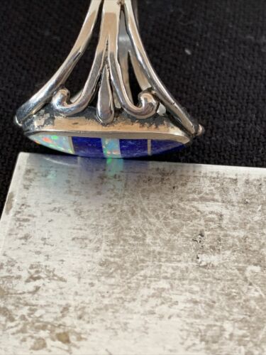 Native American Navajo Lapis & Opal Inlay Ring | Sterling Silver | Sz 7 | 01483 - Masha USA