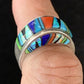 Multi-Color Navajo Sterling Silver Turquoise Spiny Oyster Inlay Ring Sz 6 | Handmade | 14169