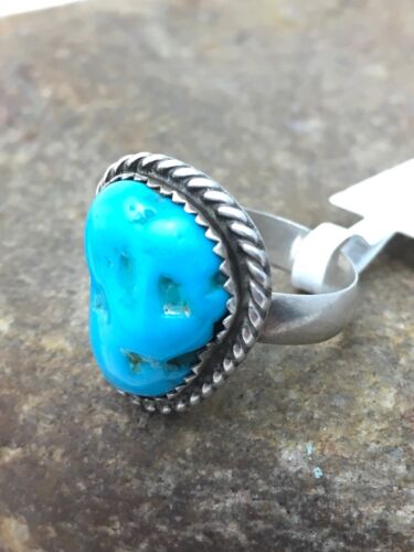 Native American Kingman Turquoise Navajo Ring | Sterling Silver | Sz 6.75 | 3492