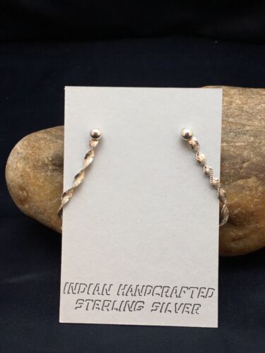 Native American Handmade Swirl Dangle Earrings | Sterling Silver | 8977