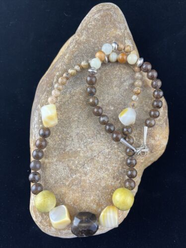Southwestern Chunky Sterling Silver Necklace | Faceted Jasper Quartz | 20" | 10079
