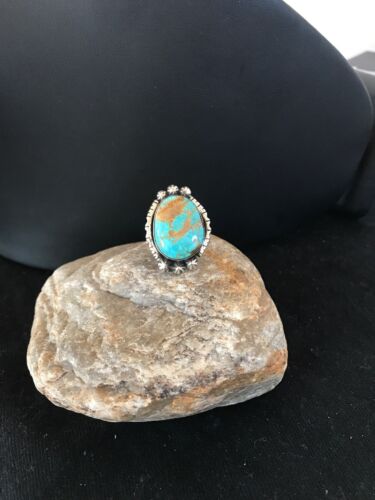 Navajo Blue Turquoise #8 Ring | Sterling Silver | Sz 5.5 | Authentic Native American Handmade | 3531