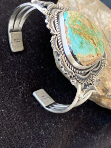 Navajo Royston Turquoise Cuff Bracelet | Sterling Silver | Authentic Native American Handmade | 1164