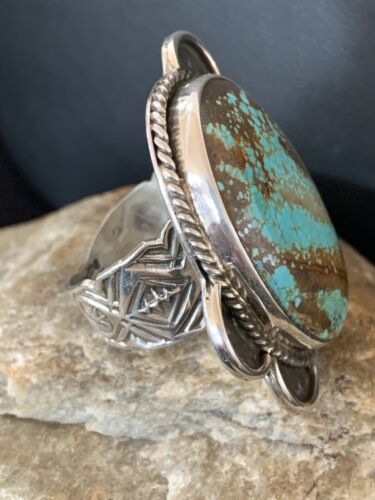 Native American Navajo Blue Turquoise Ring | Sterling Silver | Sz 11 | 128 - Masha USA