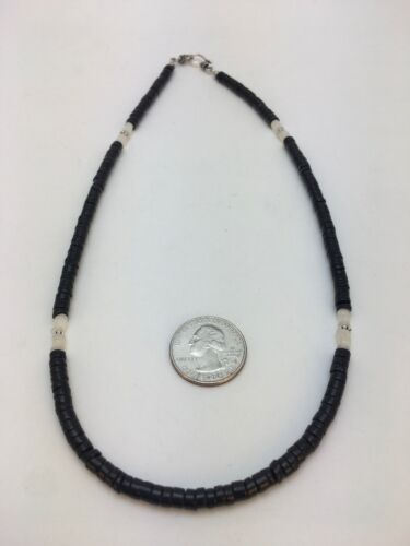 Southwestern Men's Necklace | White Mother of Pearl Heishi & Black Onyx | Sterling Silver | 19" | 8901