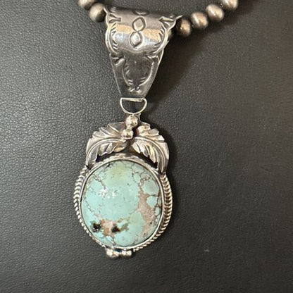 Navajo Blue Golden Hills Pendant Necklace | Sterling Silver | Authentic Native American Handmade | 14651