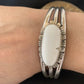 Navajo White Buffalo Turquoise Cuff Bracelet | Sterling Silver | Authentic Native American Handmade | 1422