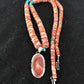 Navajo Sterling Silver Turquoise Spiny Oyster Bead Necklace Pendant | Southwestern Native American