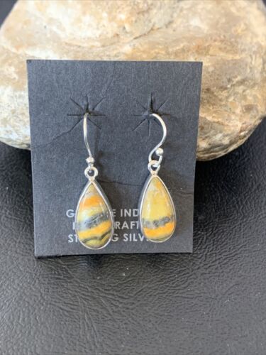Native American Women's Navajo Bumblebee Jasper Earrings Set | Sterling Silver | Handmade | 1563