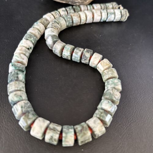 Native American Sterling Silver Necklace | Grey White Jasper Coral | 20" | 14429