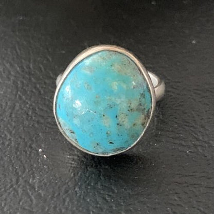Navajo Blue Kingman Turquoise Ring | Sterling Silver | Sz 5 | Authentic Native American Handmade | 10215