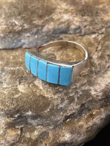 Native American Navajo Kingman Turquoise Ring | Sterling Silver | Sz 5.5 | 1130