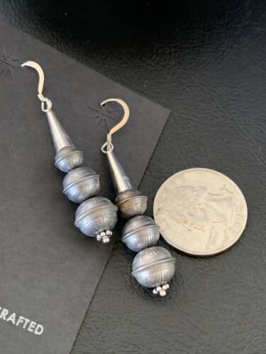 Navajo Pearls Bead Earrings | Sterling Silver Stamped | Authentic Native American Handmade | 13045