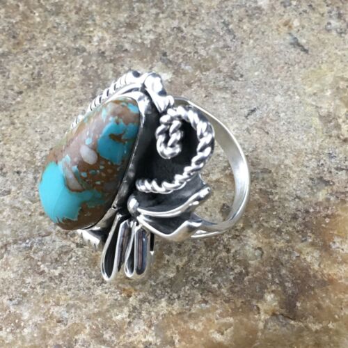 Native American Women's Navajo Royston Turquoise Ring | Sterling Silver | Sz 8.75 | 10184