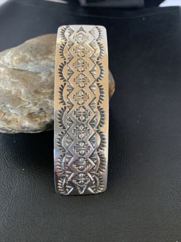 Southwestern Sterling Silver Stamped Navajo Hair Barrette | Handmade | 4" | 1213