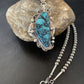 Men's Navajo Blue Spiderweb Turquoise Pendant Necklace | Sterling Silver | Authentic Native American Handmade | 10661