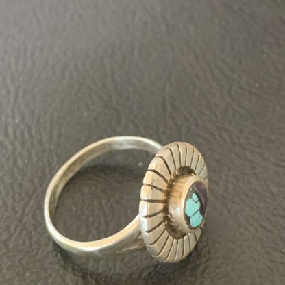 Navajo Blue Turquoise Sugilite Inlay Ring | Sz 5.5 | Authentic Native American Handmade | 11177