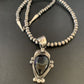 Native American Men's Navajo Pearls Necklace Pendant | Sterling Silver Black Onyx | 13099
