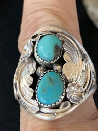 Navajo Kingman Turquoise Multi-Stone Ring | Authentic Native American Sterling Silver | Sz 11.5 | 14174