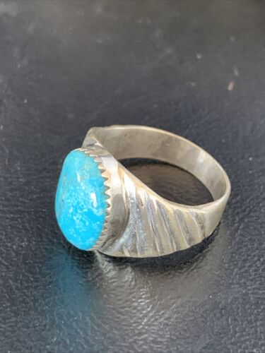 Navajo Blue Kingman Turquoise Ring | Sterling Silver | Sz 11 | Authentic Native American Handmade | 14146