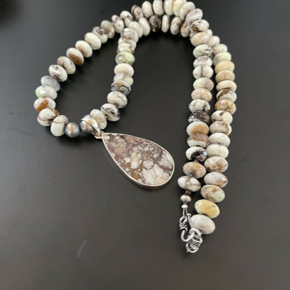Navajo Wild Horse Turquoise Necklace Pendant | Sterling Silver | Authentic Native American Handmade | 11342