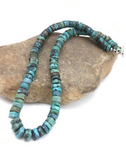 Southwestern Turquoise Heishi Bead Necklace | Sterling Silver | 10mm | 20" | 1152