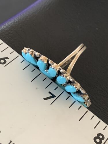 Navajo Blue Cluster Turquoise Needlepoint Ring | Authentic Native American Sterling Silver | Multi-Stone | Sz 6 | 11943