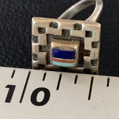 Southwestern Women's Turquoise Blue Lapis Spiny Inlay Ring | Sz 5 | Navajo | 13167