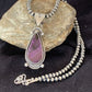 Navajo Purple Sugilite Pendant with Pearls | Sterling Silver Necklace | Authentic Native American Handmade | 4928