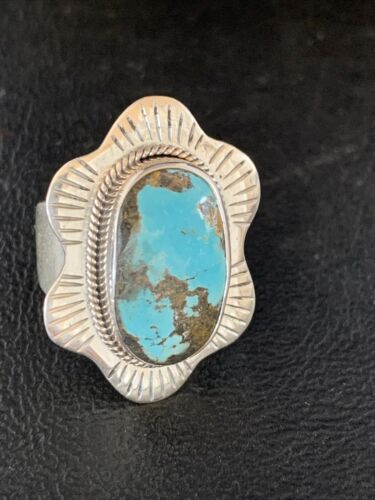 Southwestern Navajo Blue Kingman Turquoise Ring | Sterling Silver | Sz 6 | 13784