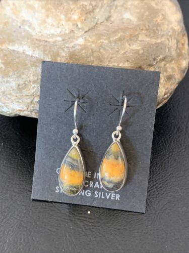 Native American Navajo Bumblebee Jasper Earrings Set | Sterling Silver | Handmade | 1560