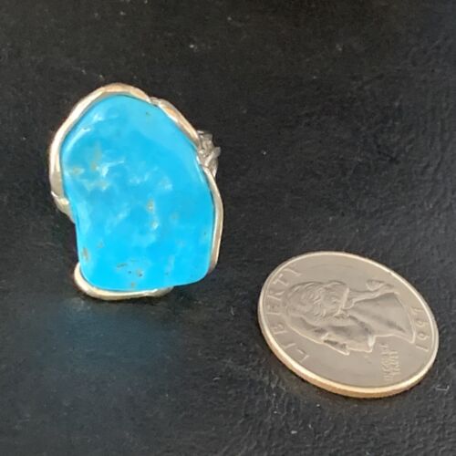 Navajo Blue Kingman Turquoise Ring | Sterling Silver Adjustable Wire | Sz 8 | 13539