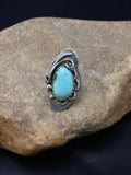 Navajo Turquoise Ring by Yazzie Platero | Sterling Silver | Sz 7.25 | Authentic Native American Handmade | 2510