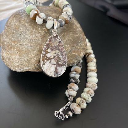 Navajo Wild Horse Turquoise Necklace Pendant | Sterling Silver | Authentic Native American Handmade | 11342