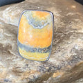 Navajo Yellow Bumble Bee Jasper Ring | Sterling Silver | Sz 8 Adjustable | Authentic Native American Handmade | 14015