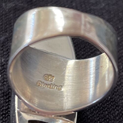 Southwestern Navajo White Black Cinnabrite Ring | Sterling Silver | Sz 7 | Authentic Native American Handmade | 1565