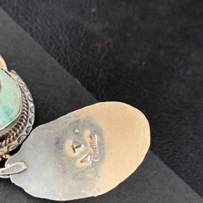 Navajo Blue Dry Creek Turquoise Post Dangle Earrings | Sterling Silver | Authentic Native American Handmade | 13880