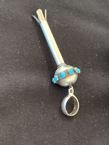 Navajo Blue Turquoise Naja Pendant | Sterling Silver | Authentic Native American Handmade | 01155